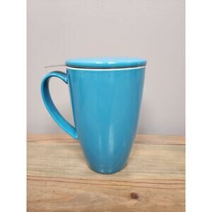 Sweese 15oz Porcelain Tea Cup With Infuser And Lid Loose Leaf Tea Mug Blue EUC